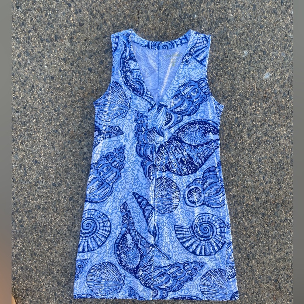 Lilly Pulitzer Blue and White Seashell Conch Dress 2018 Coastal Island XS